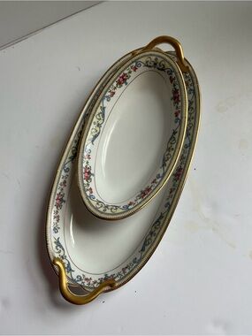 Noritake set of two Serving Platter with Gold gilt.